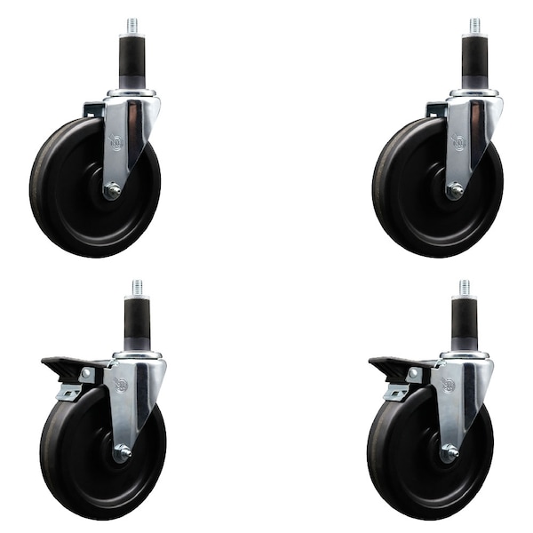 Service Caster 6'' Phenolic Wheel Swivel 1-1/4'' Expand Stem Caster Set 2 Brakes, 4PK SCC-EX20S615-PHS-2-PLB-2-114 - main